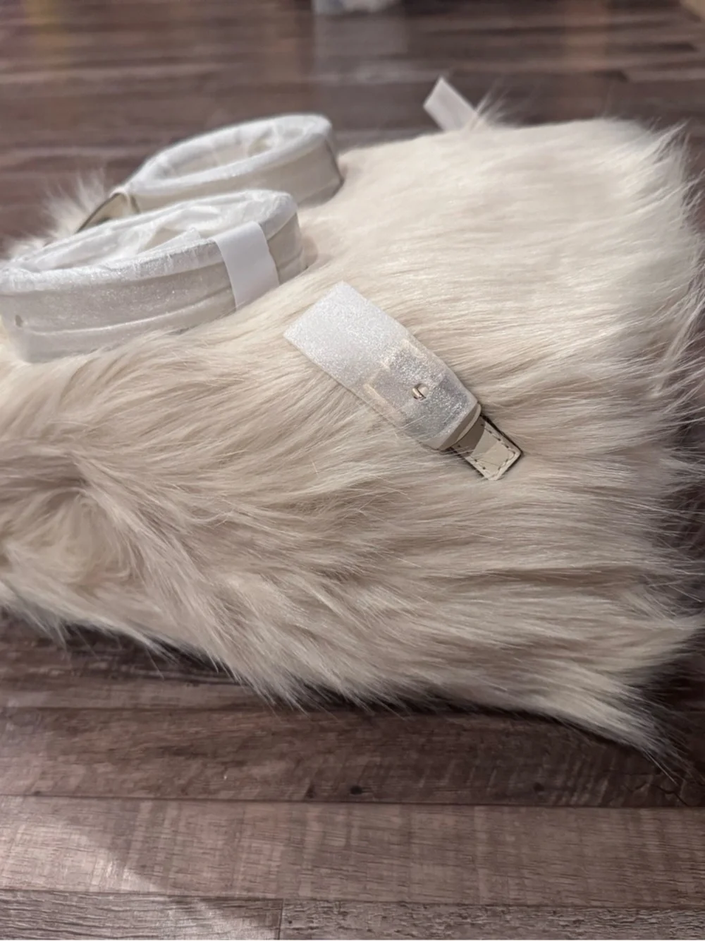New With Tags MICHAEL KORS Quinn Medium Flap Faux Fur Backpack Natural AUTHENTIC - Picture 8 of 11